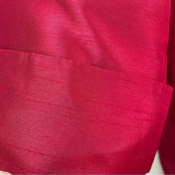 Chico's Newer Tag 3/4 Sleeve Pockets Deep Red Lined Taffeta Jacket Duster - Picture 6 of 10